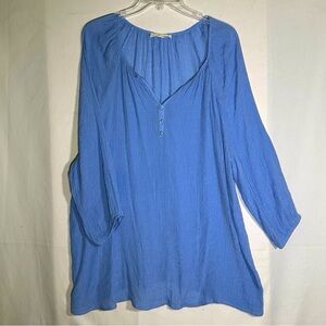 Indigo Rose Periwinkle Blue Crepe Tunic Top Women's size Large